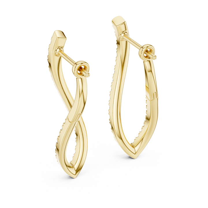 “Twist Hoop Diamond Earrings in 14Kt White Gold”