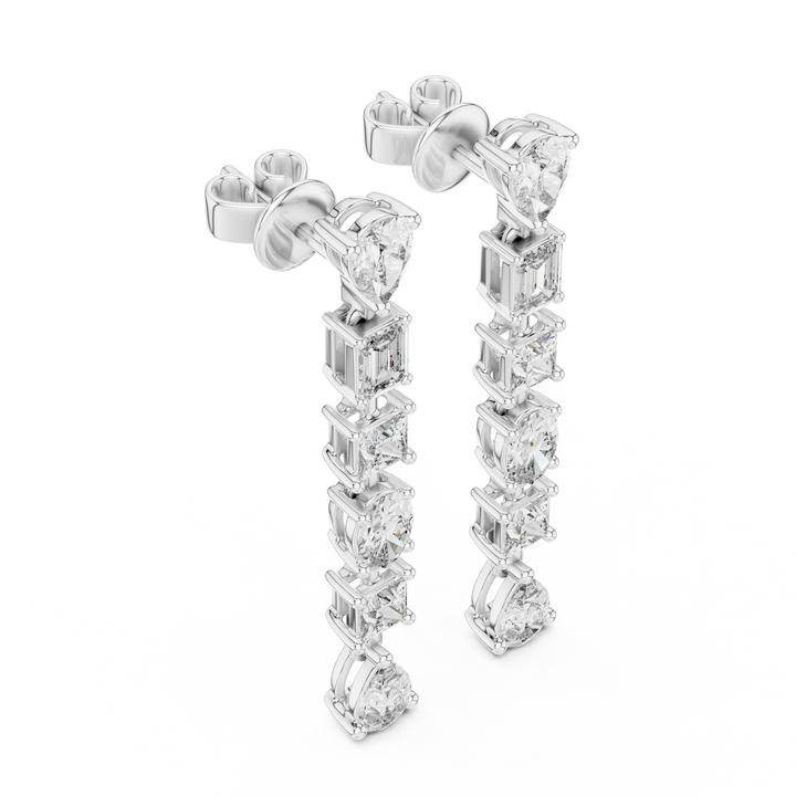 Diamond earrings on a white background