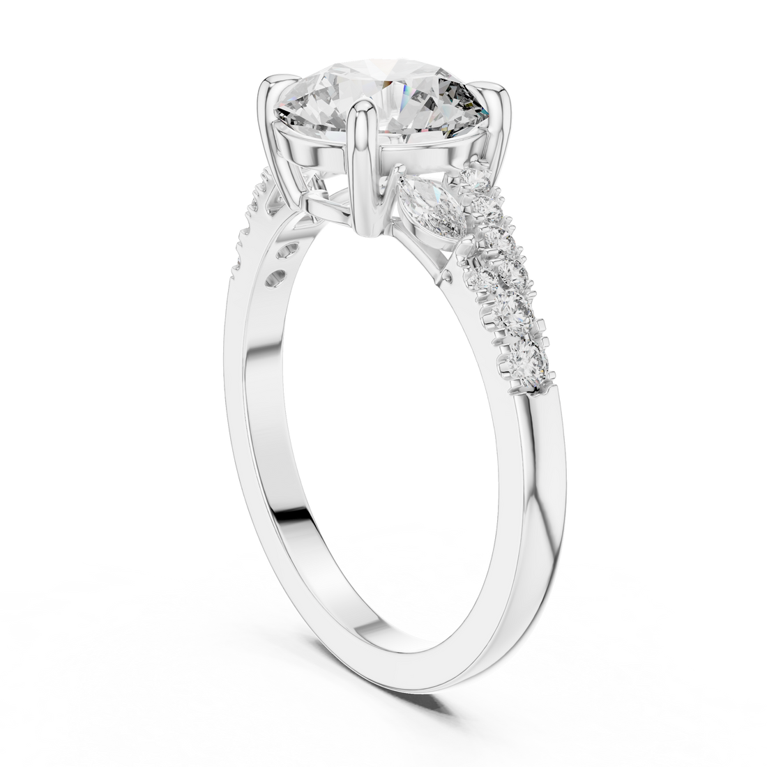 Diamond ring with a white background