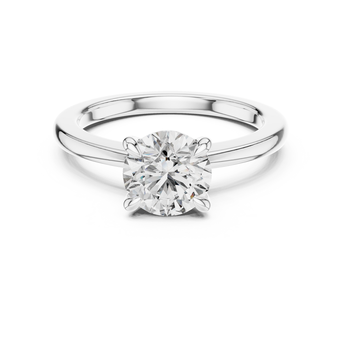 Silver ring with a diamond on a white background