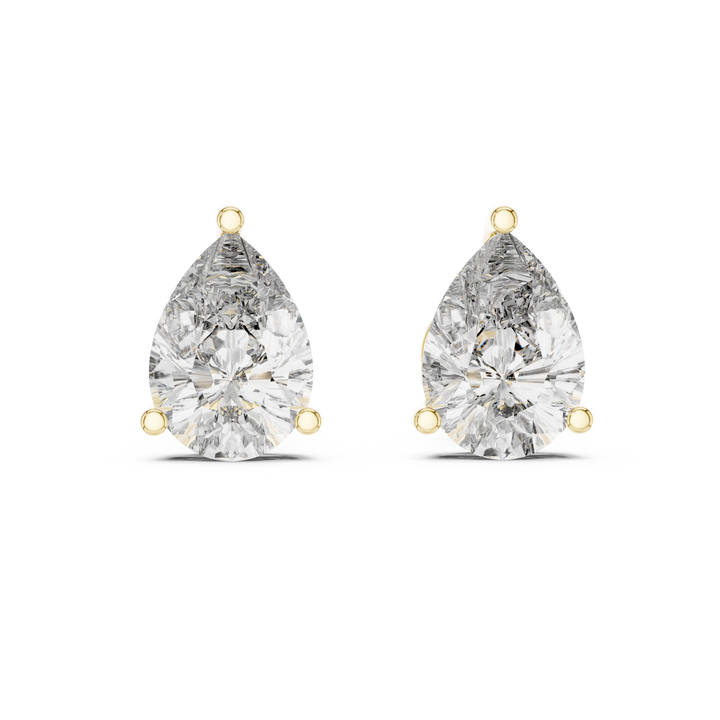 14-KT Gold Pear-Shaped 2-CT Lab-Grown Diamond Earrings