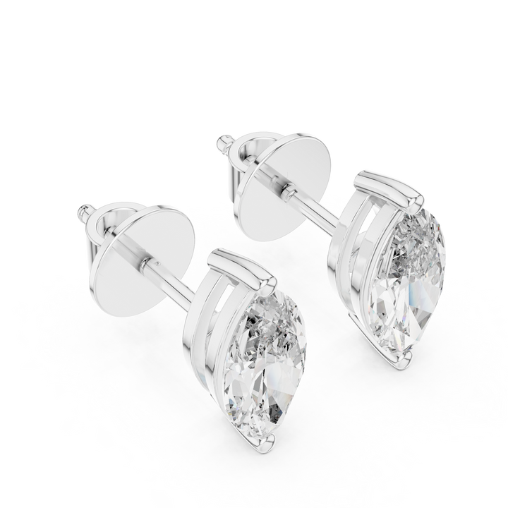 Elegant Marquise-Cut 0.75-CT Diamond 14- KT Stud Earrings