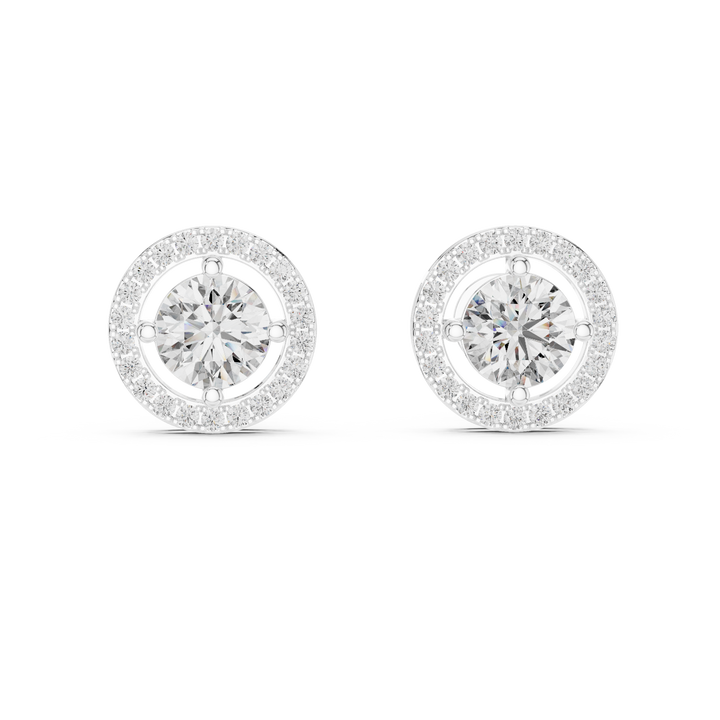 Pair of diamond earrings on a white background