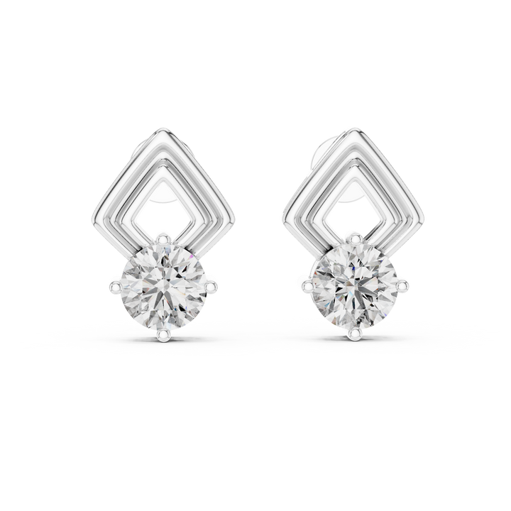 Pair of diamond earrings on a white background