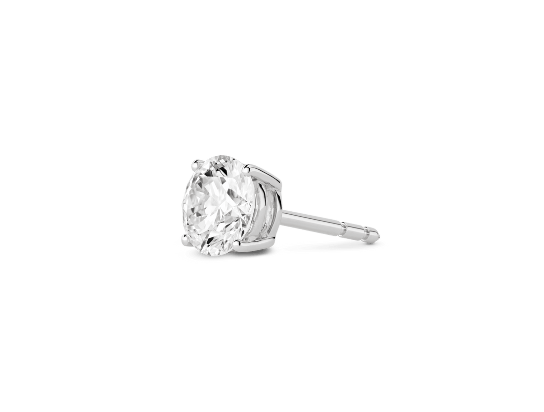 Finest Lab-Grown Diamond 1ct. Round Brilliant Solitaire Single Stud | White