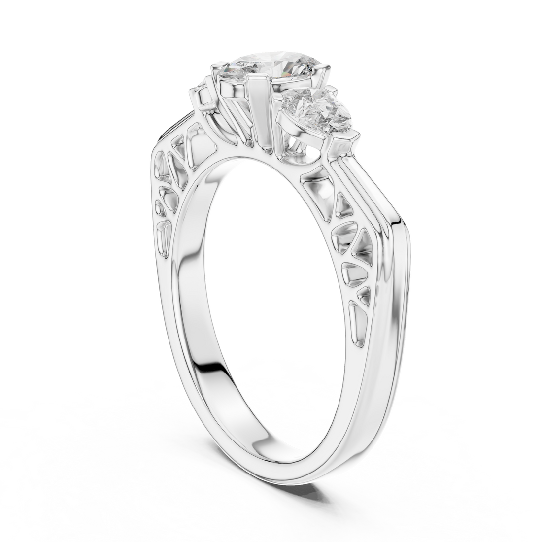 Diamond ring with a white background