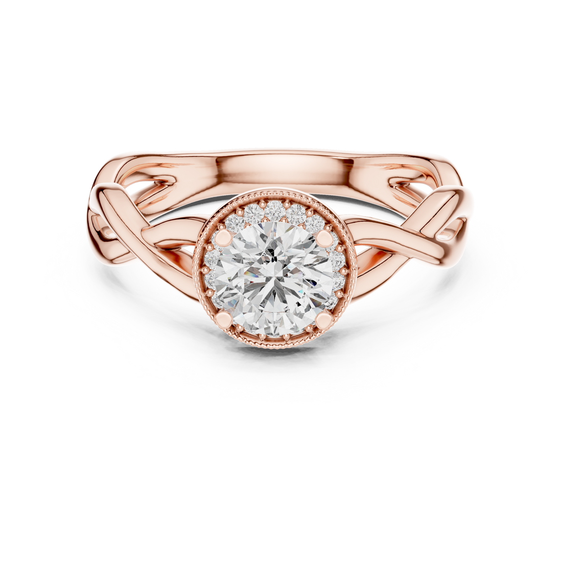 Twisted Halo 0.75-Ct Round Diamond Ring in 14-KT White Gold