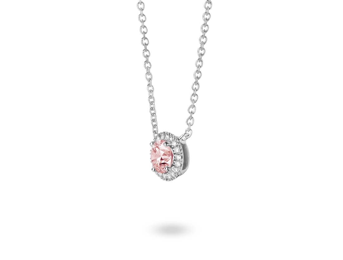 Lab-Grown Diamond 1ct. tw. Halo 14k Gold Pendant | Pink
