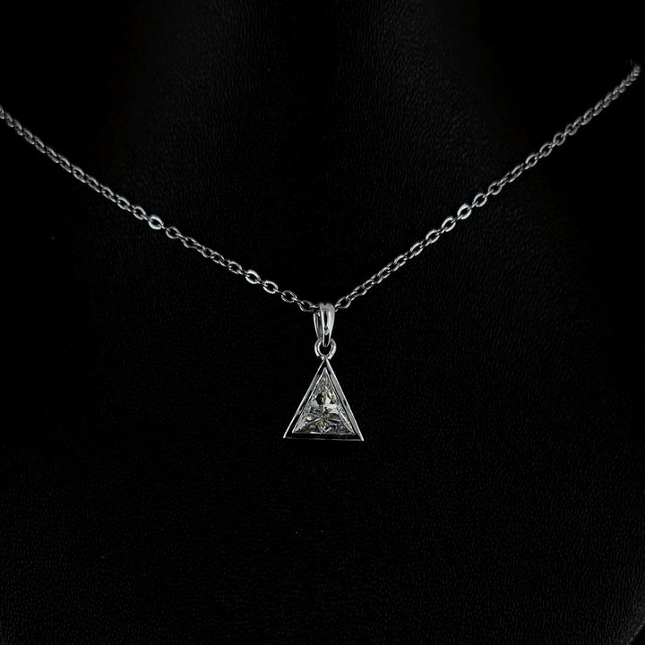 14KT White Gold Triangle Shape 1.5 CT Diamond Pendant