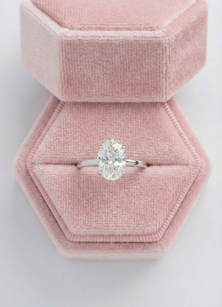 14KT White Gold Oval Lab Diamond Ring