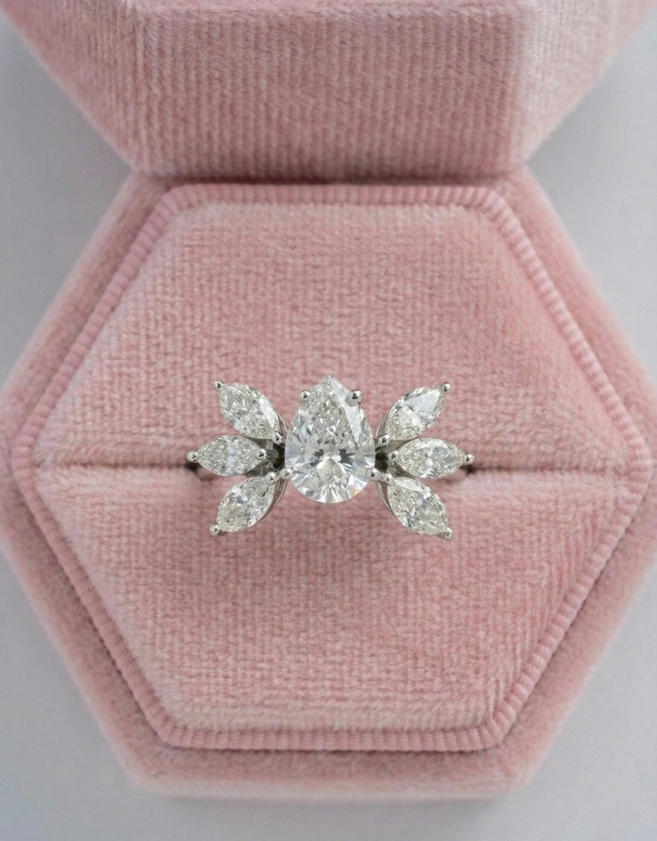 14KT White Gold Pear & Marquise Ring