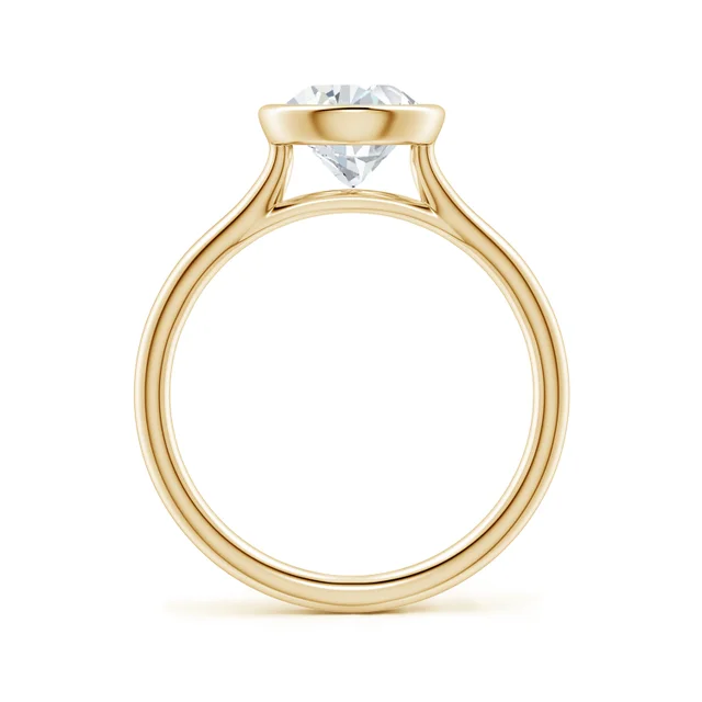 Gold ring with a diamond on a white background