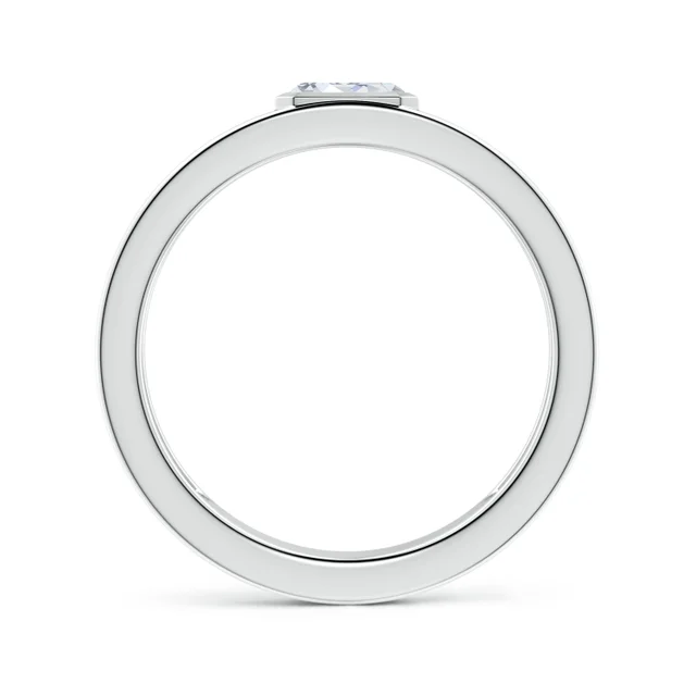Silver ring with a diamond on a white background