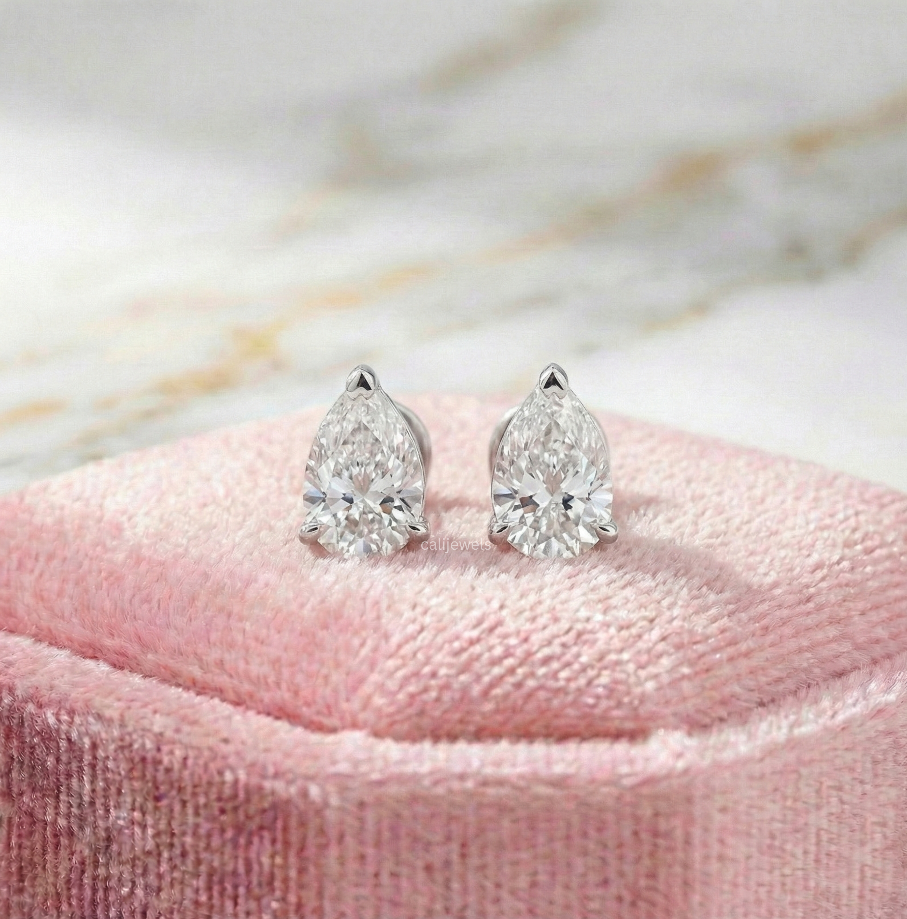 Pear Cut Lab Grown Diamond Stud Earrings