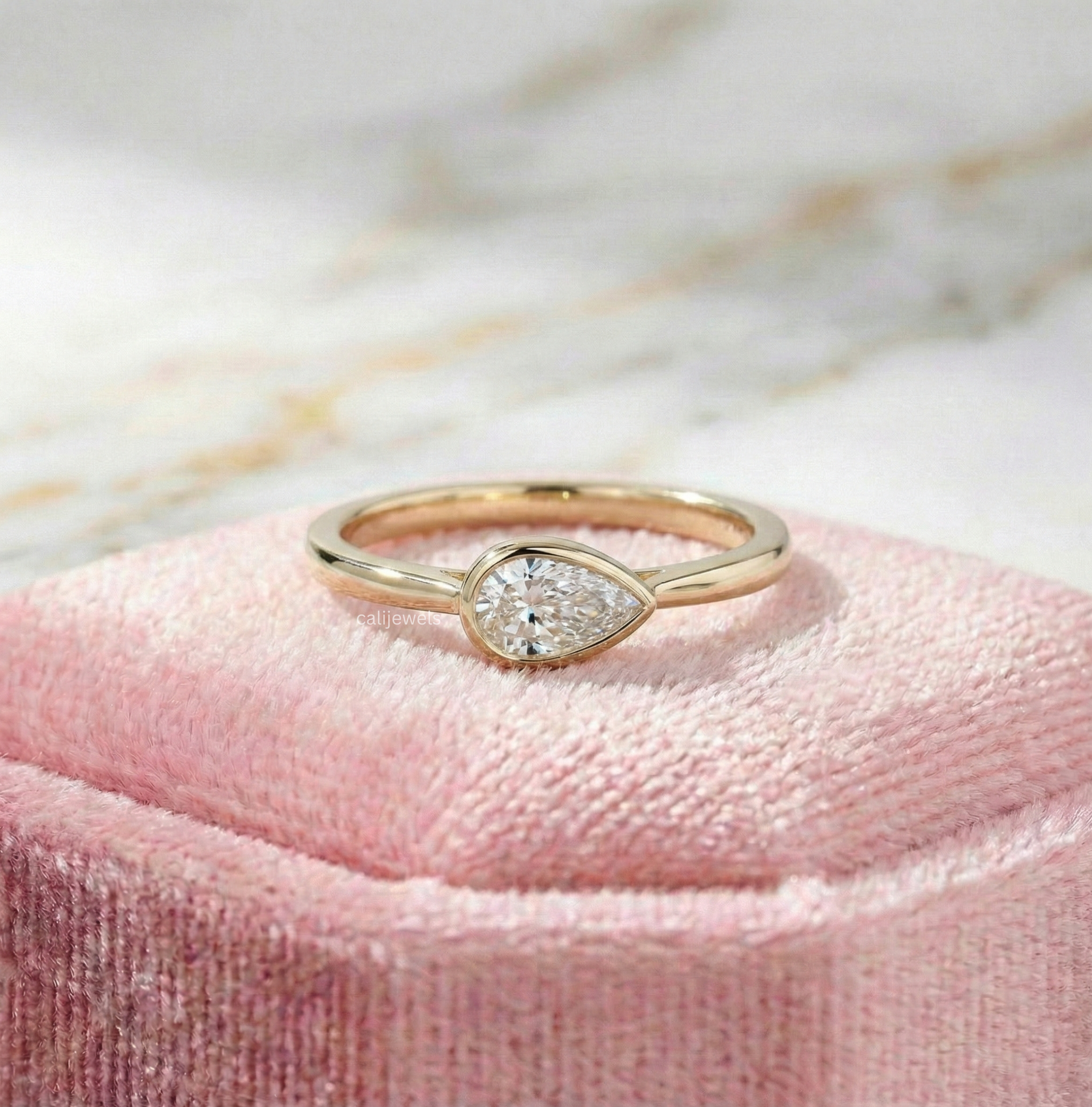 Pear Cut Lab Grown Diamond Solitaire Ring