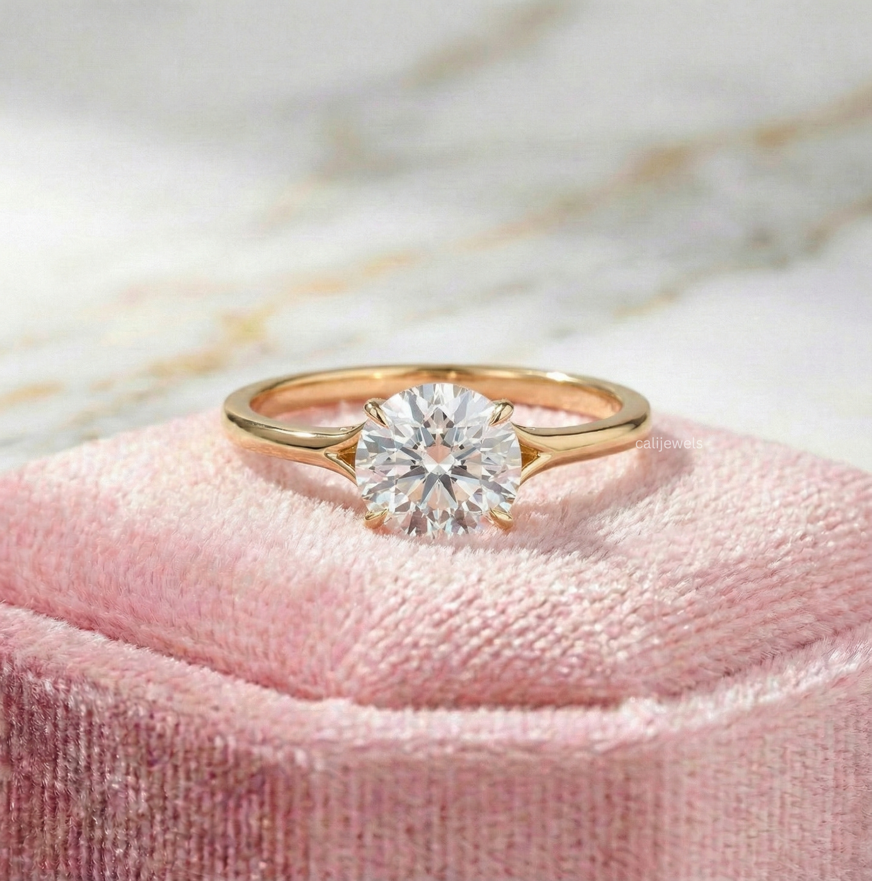 Round Cut Lab Grown Diamond Solitaire Engagement Ring