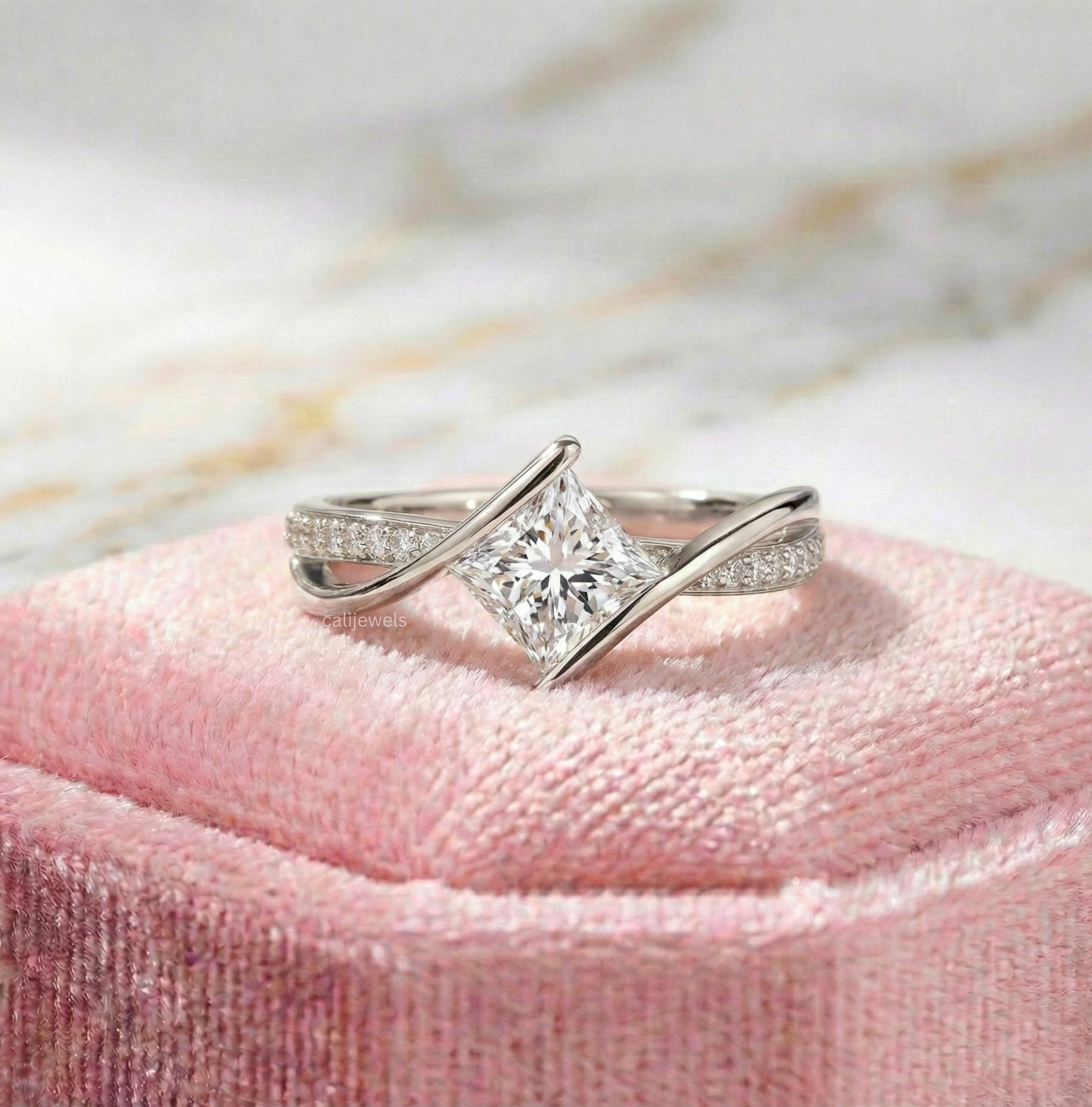Princess Cut Lab Grown Diamond Engagement Ring