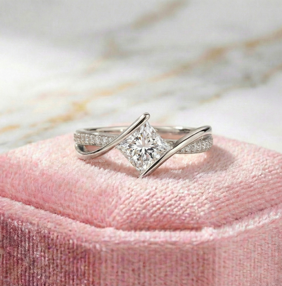 Princess Cut Lab Grown Diamond Engagement Ring