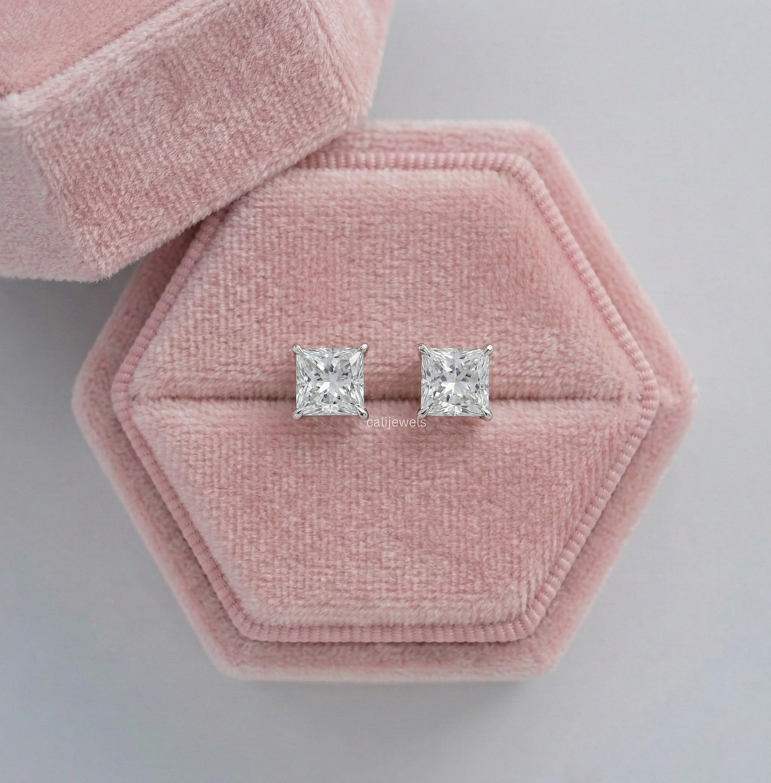Princess Cut Lab Grown Diamond Stud Earrings