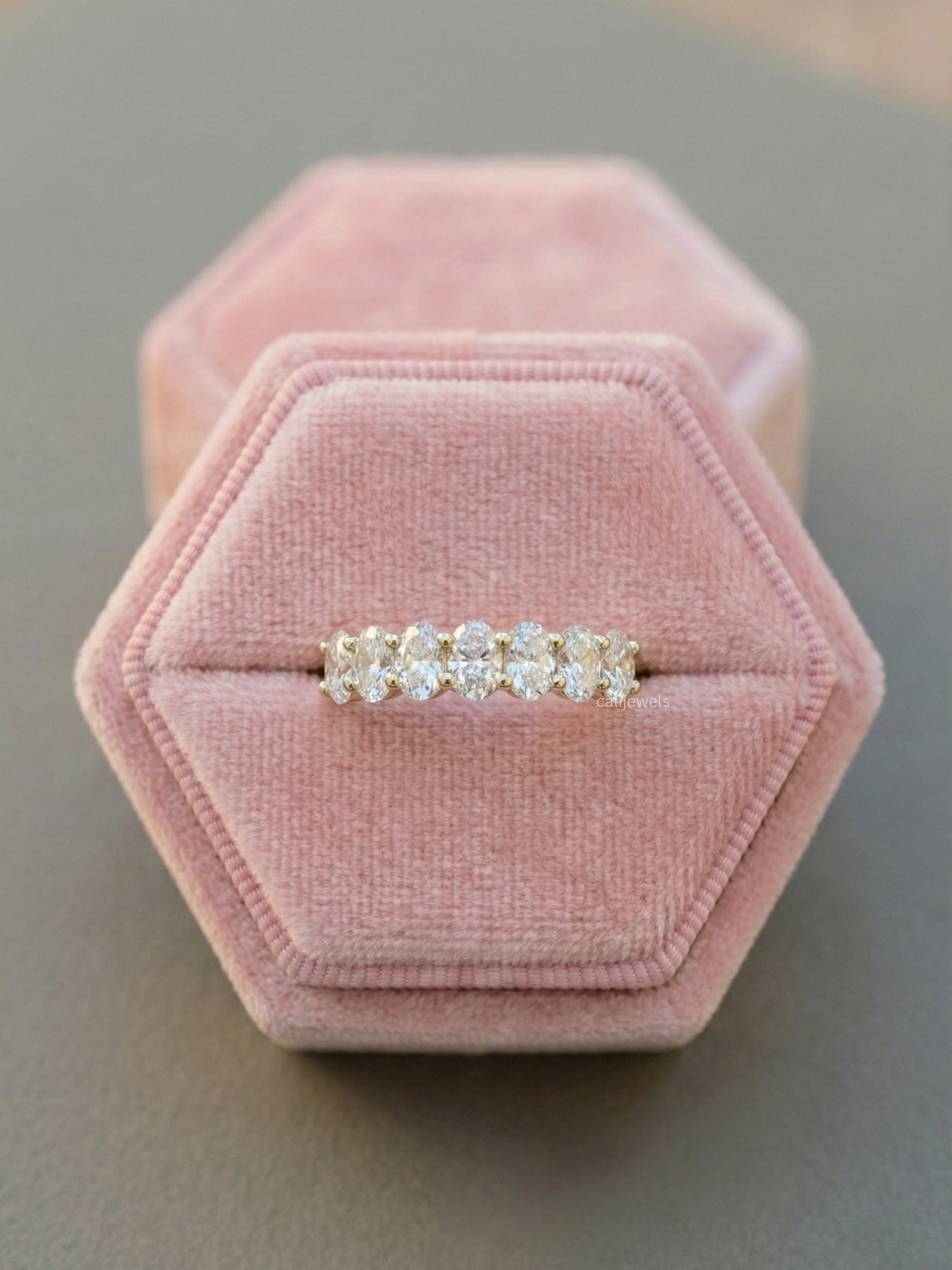 Oval Cut Lab Grown Diamond Half Eternity Band