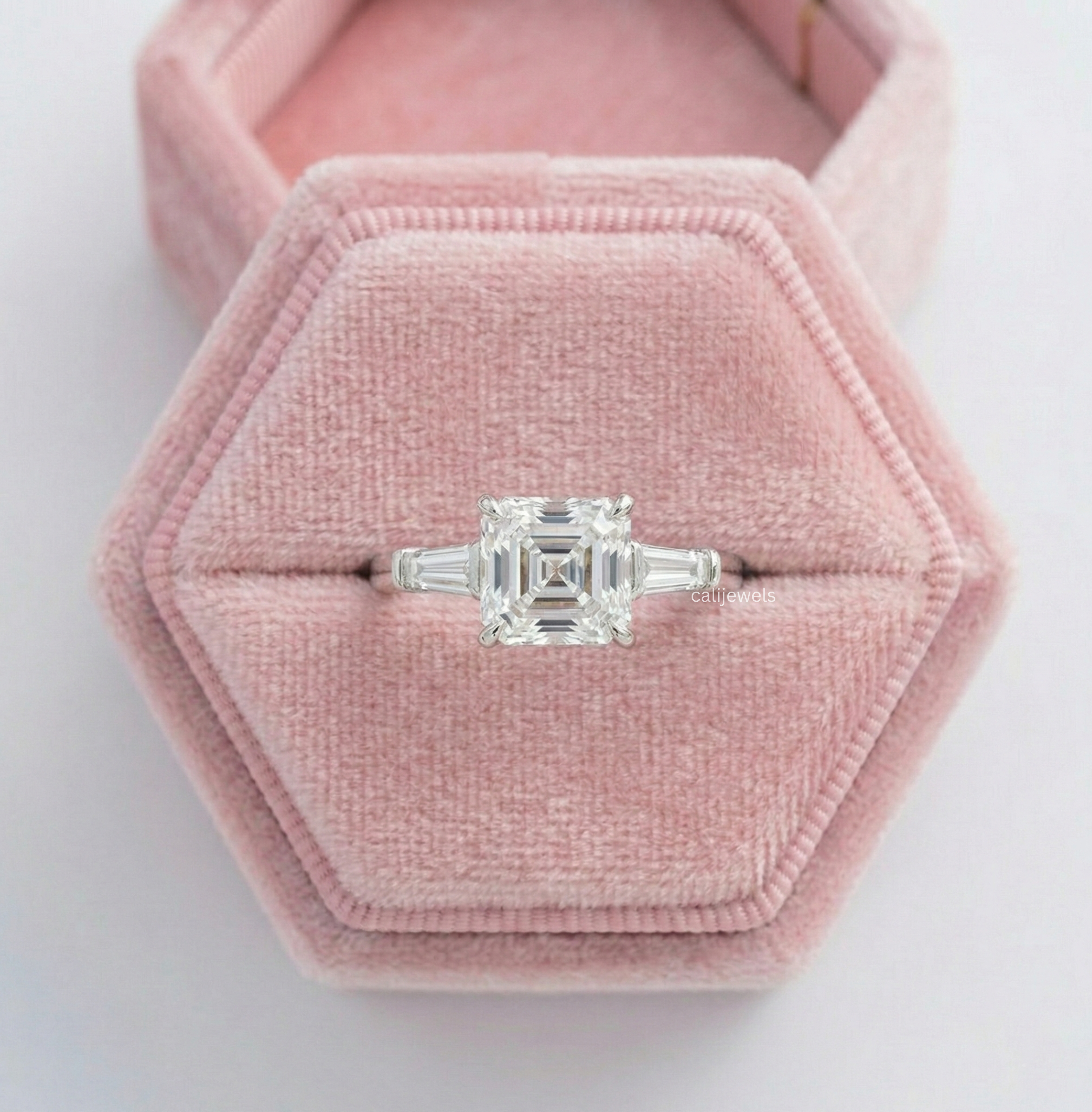 Asscher Cut Lab Grown Diamond Engagement Ring