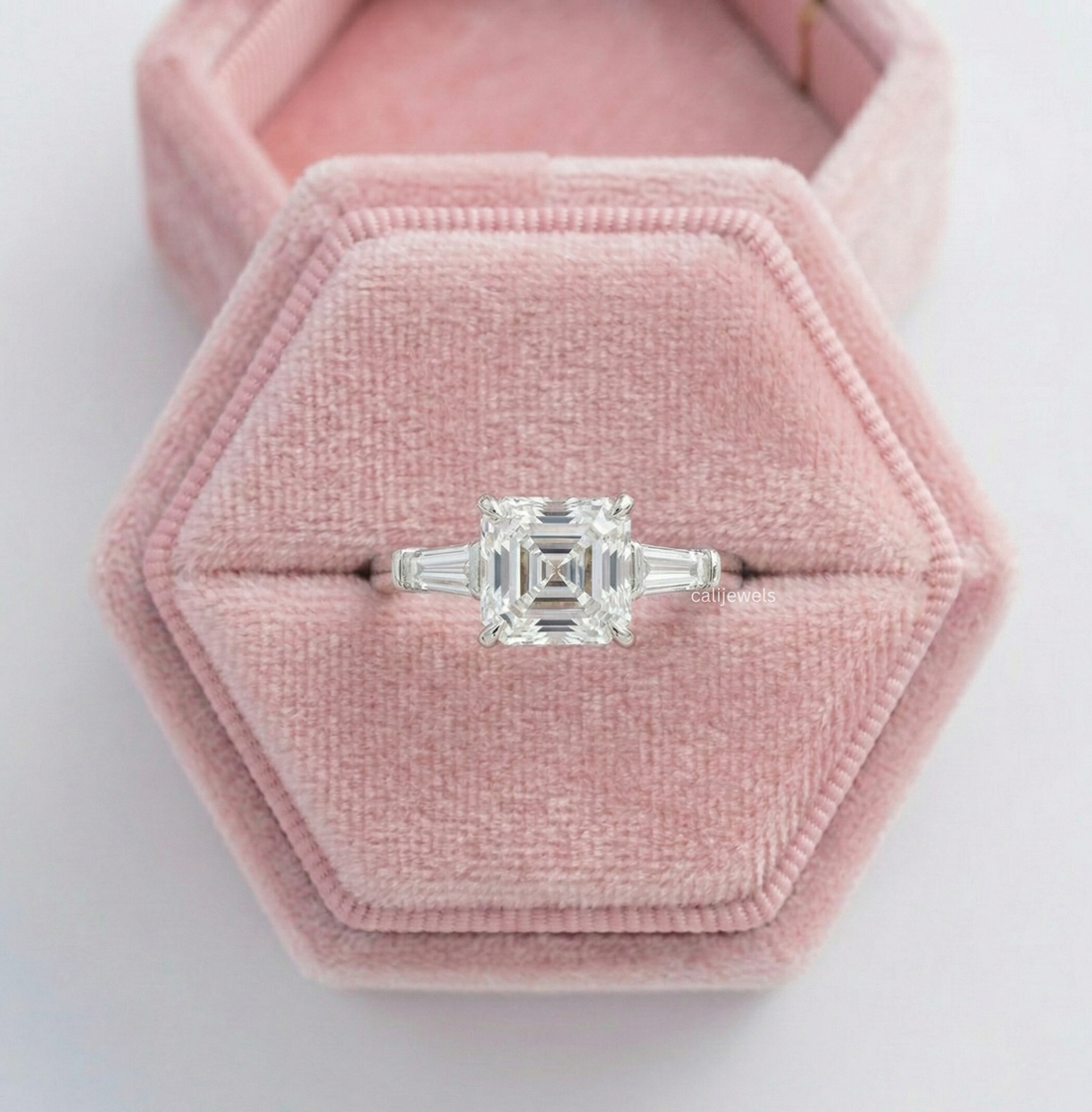 Asscher Cut Lab Grown Diamond Engagement Ring