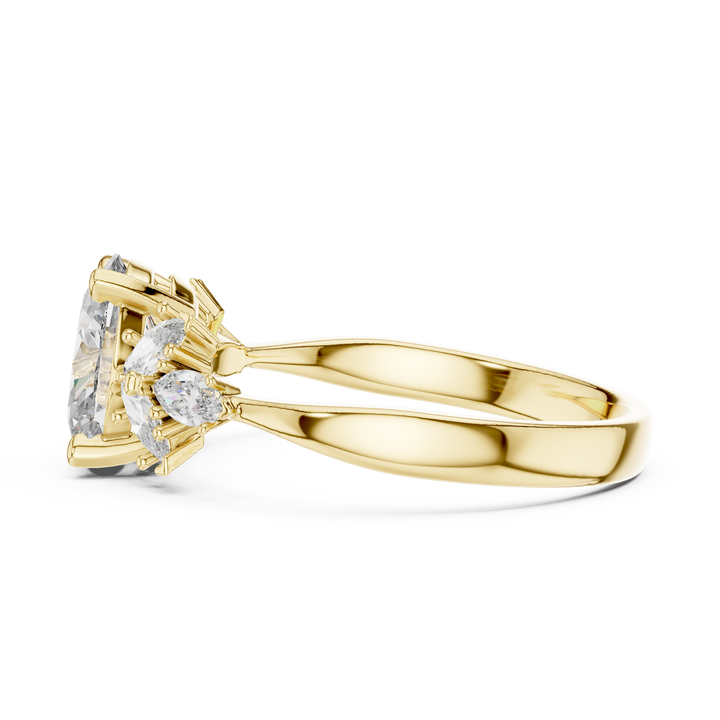 Marquise & Oval 1-CT Diamond Blossom Engagement Ring in 14-KT White Gold