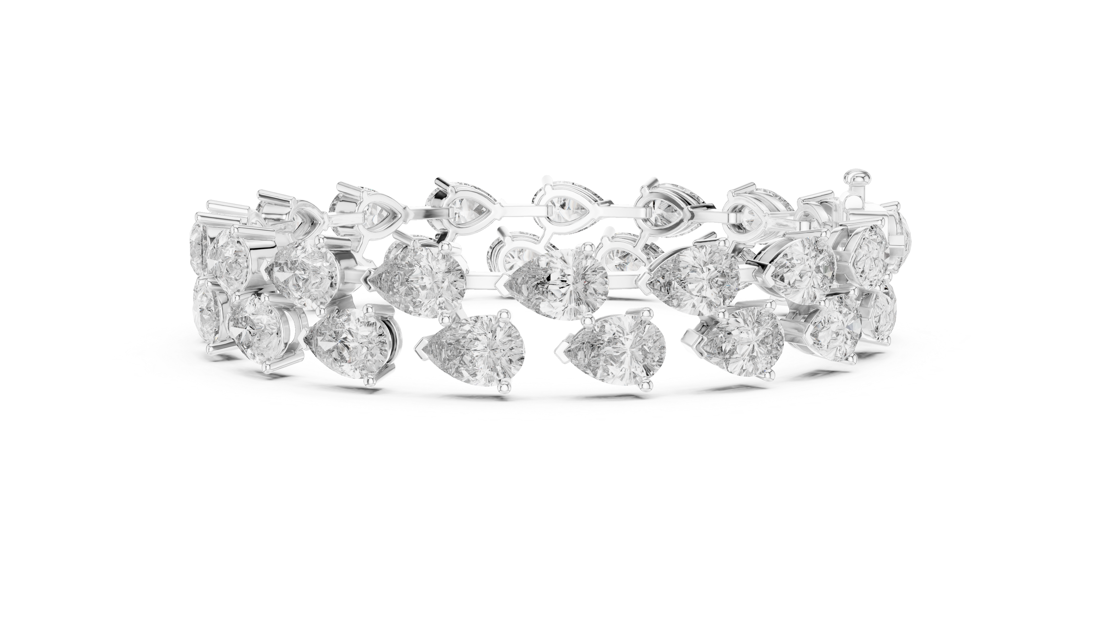 Diamond bracelet with leaf-shaped stones on a white background