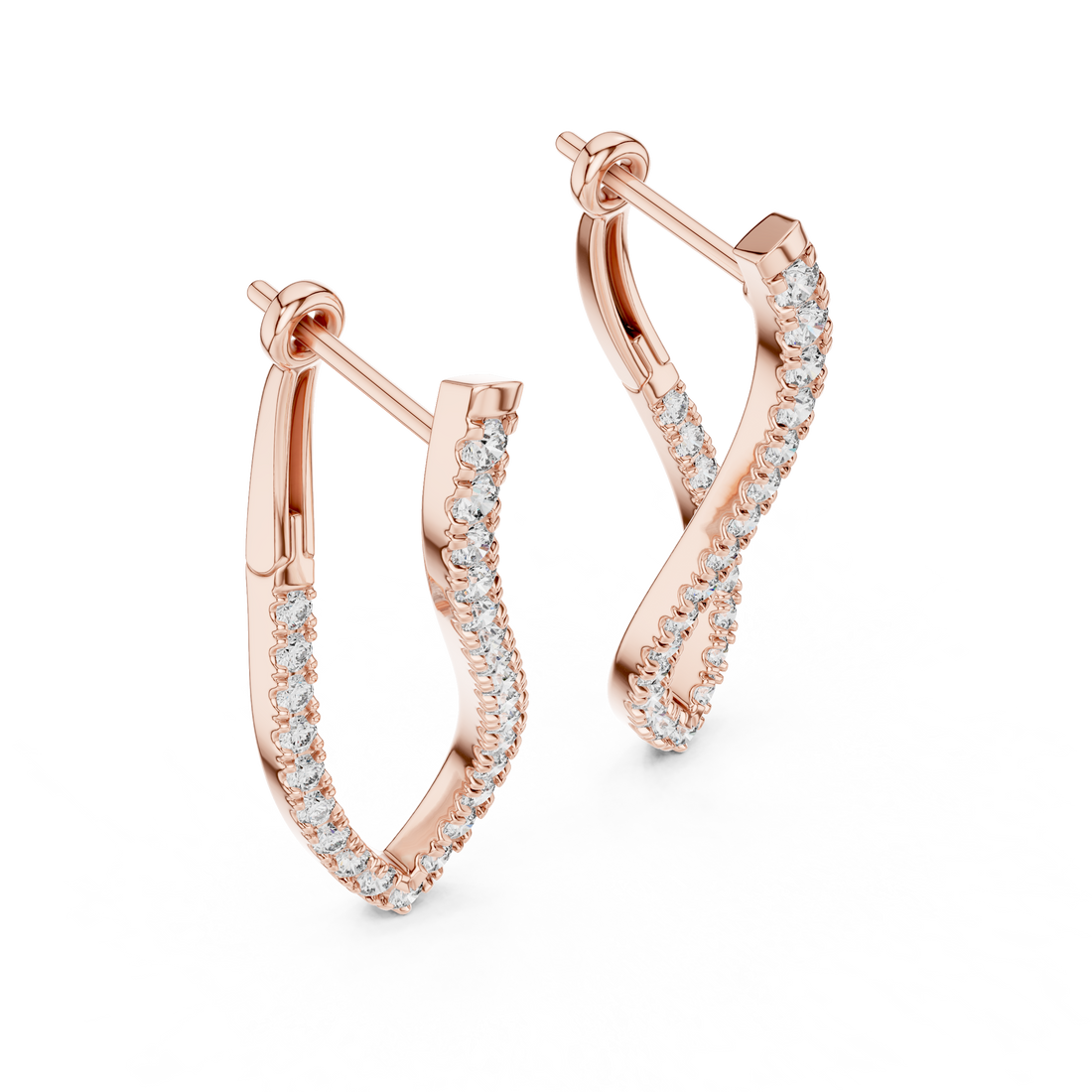 “Twist Hoop Diamond Earrings in 14Kt White Gold”