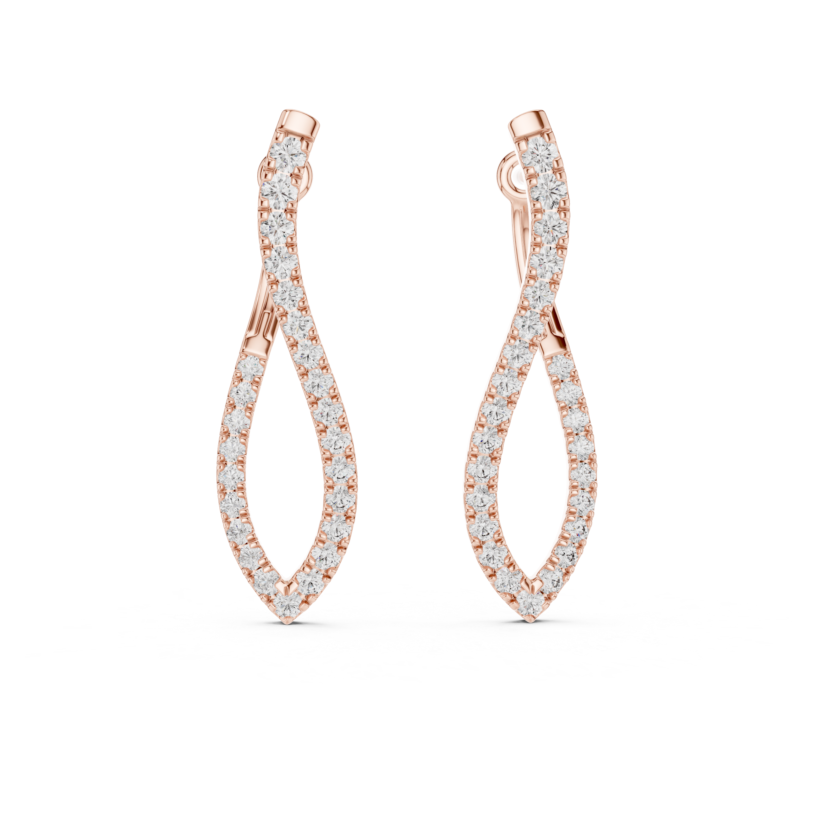 “Twist Hoop Diamond Earrings in 14Kt White Gold”