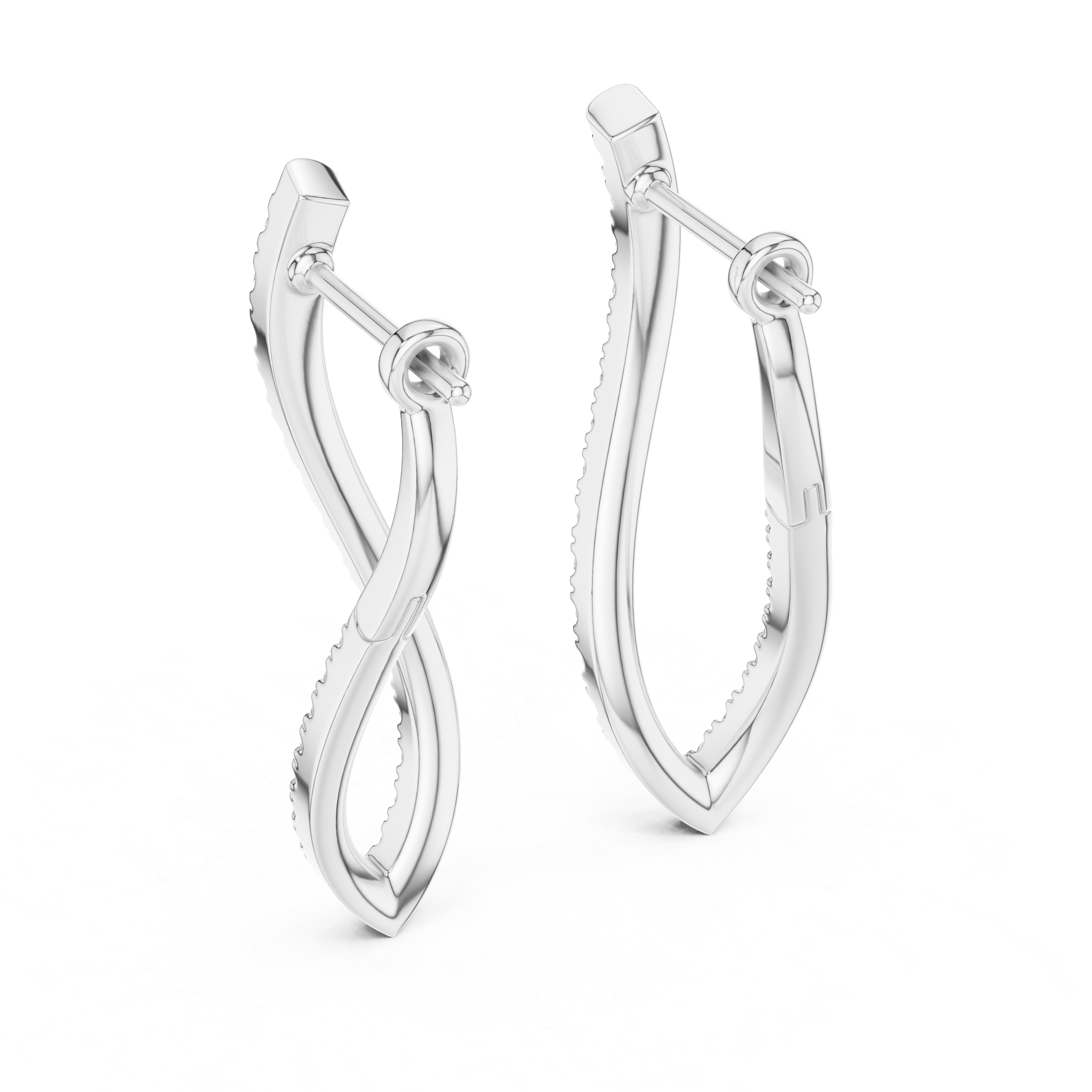 “Twist Hoop Diamond Earrings in 14Kt White Gold”