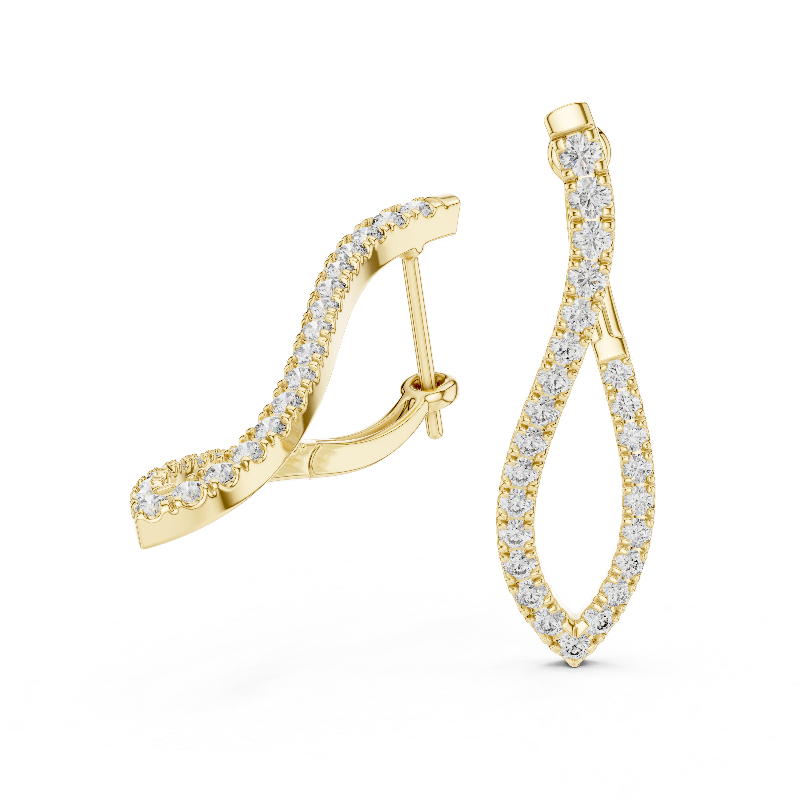 “Twist Hoop Diamond Earrings in 14Kt White Gold”