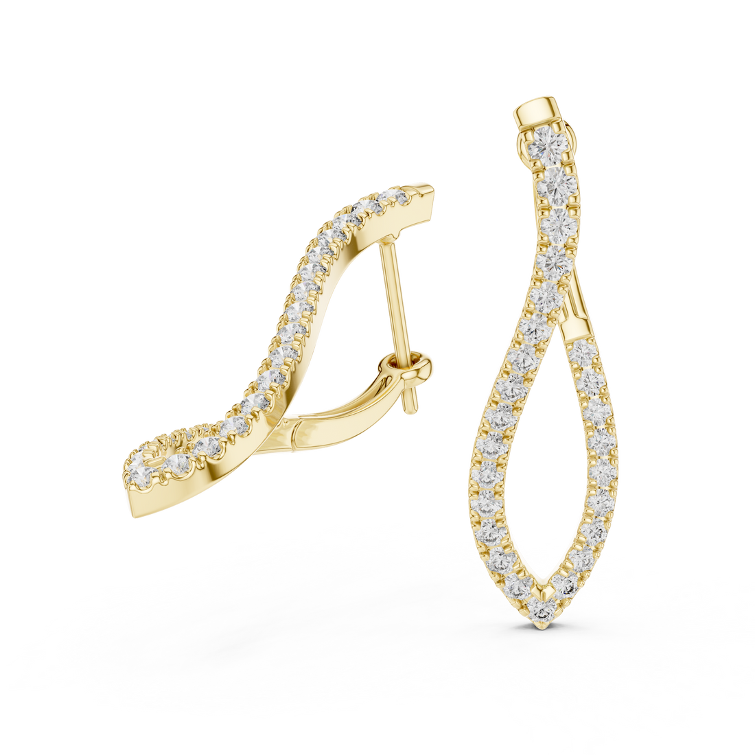 Elegant Teardrop Diamond Hoop Earrings in 14-KT White Gold