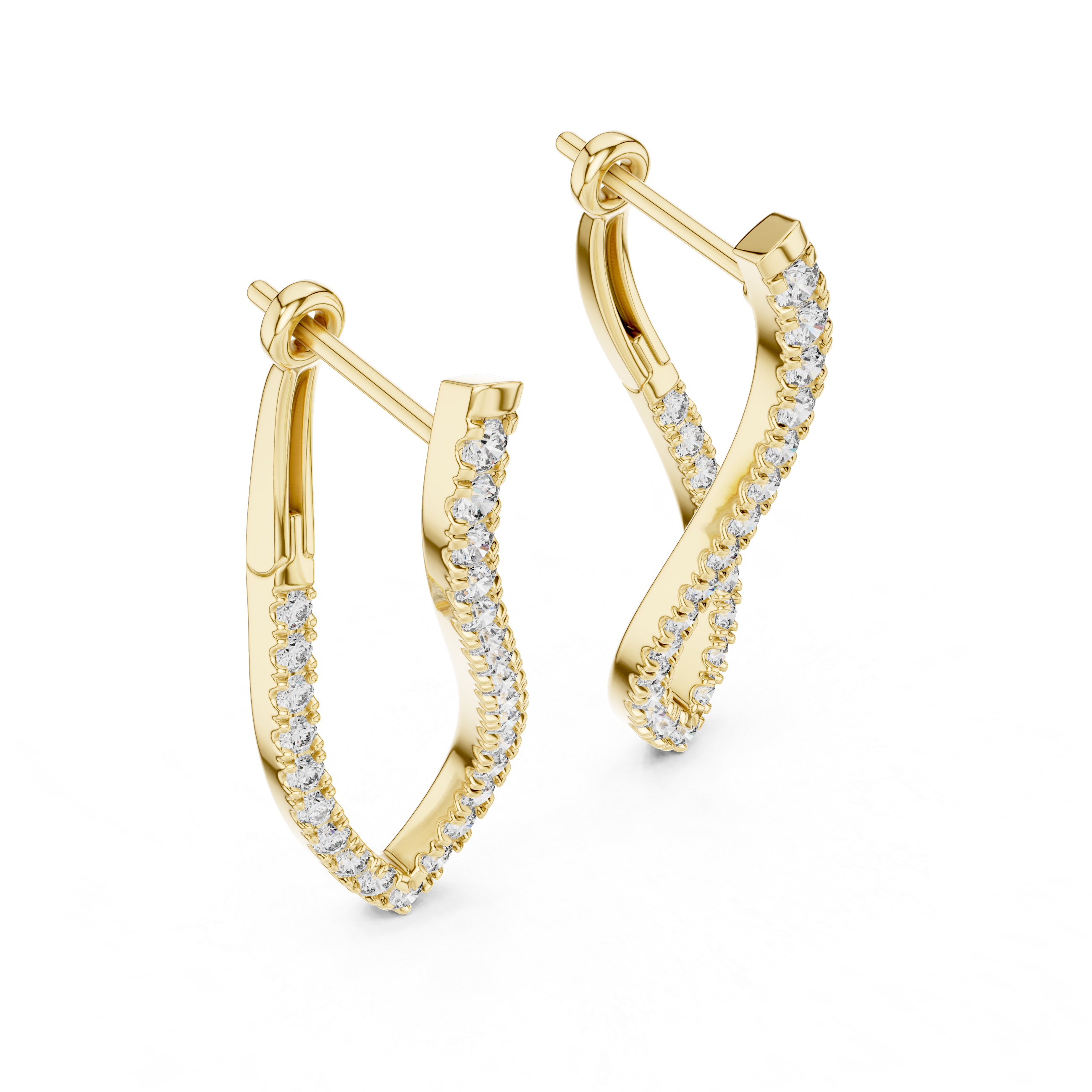 “Twist Hoop Diamond Earrings in 14Kt White Gold”