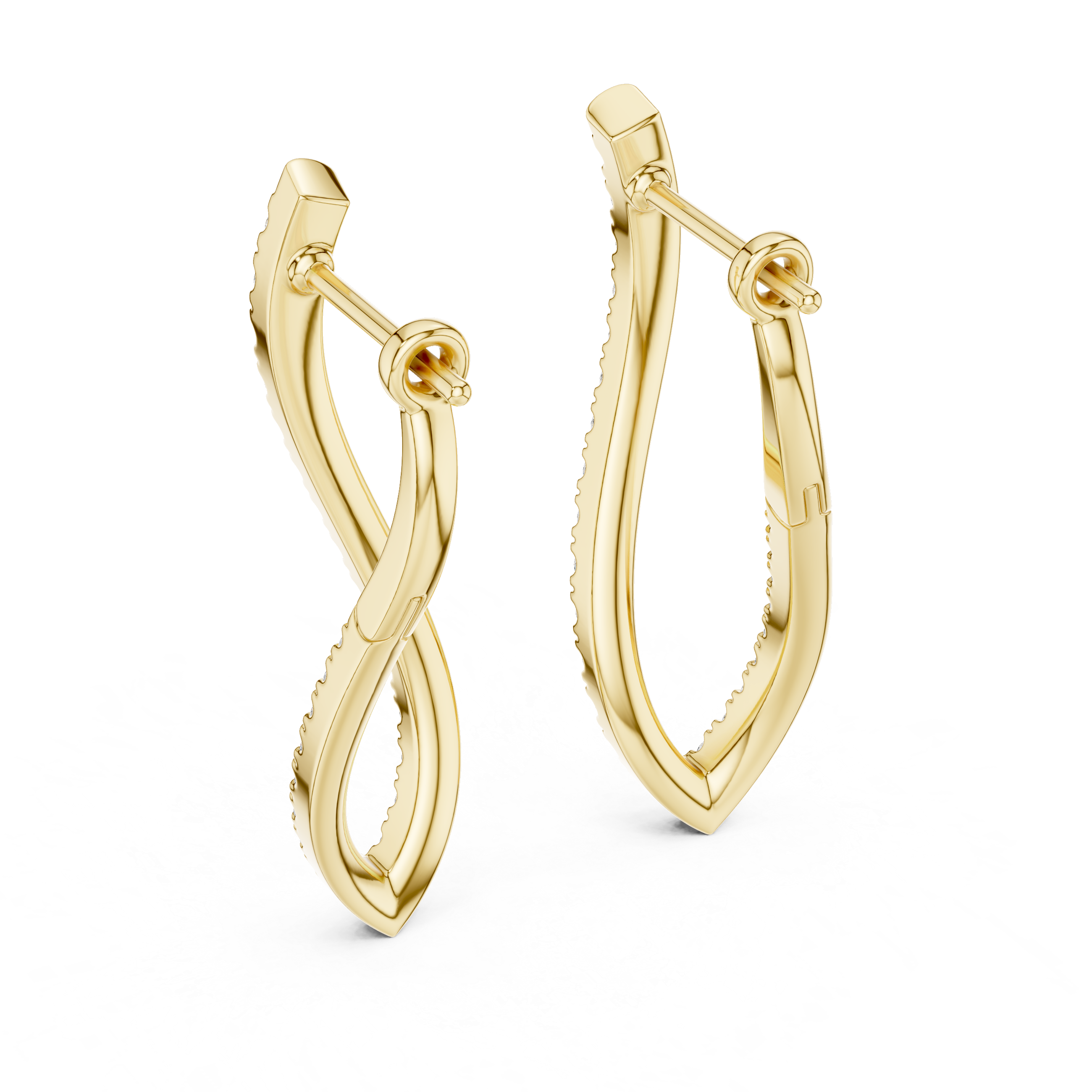 “Twist Hoop Diamond Earrings in 14Kt White Gold”