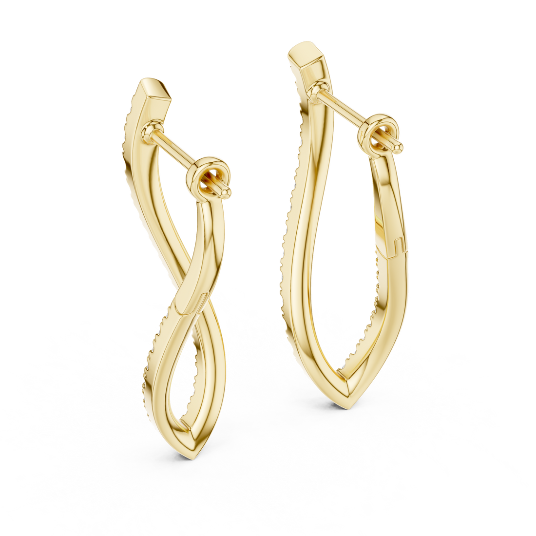 “Twist Hoop Diamond Earrings in 14Kt White Gold”
