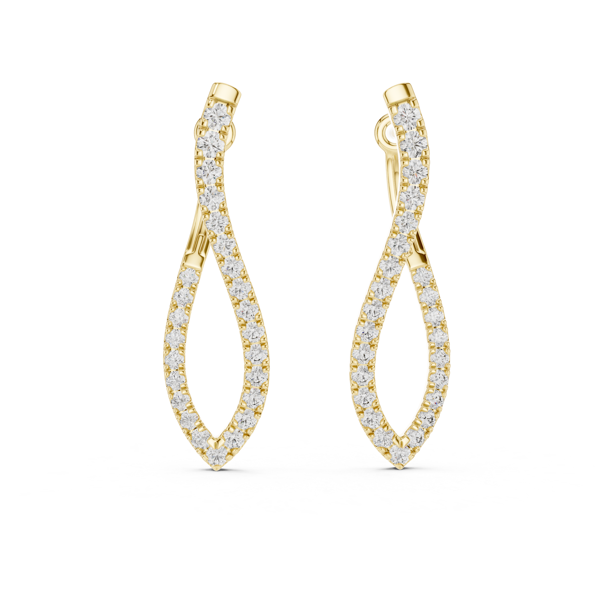 “Twist Hoop Diamond Earrings in 14Kt White Gold”