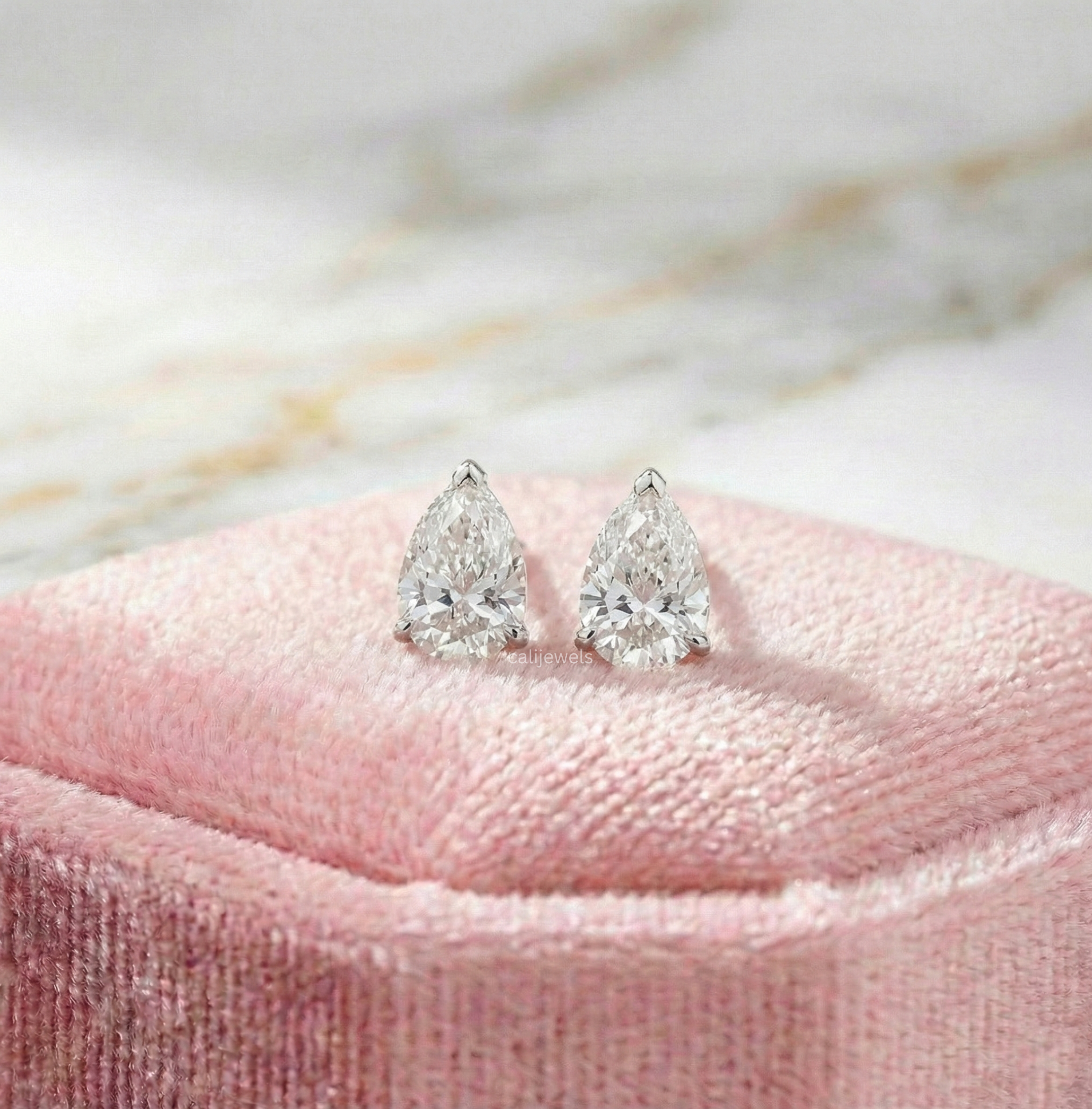 Pear Cut Lab Grown Diamond Stud Earrings