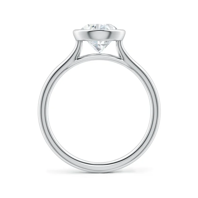 Silver ring with a diamond on a white background