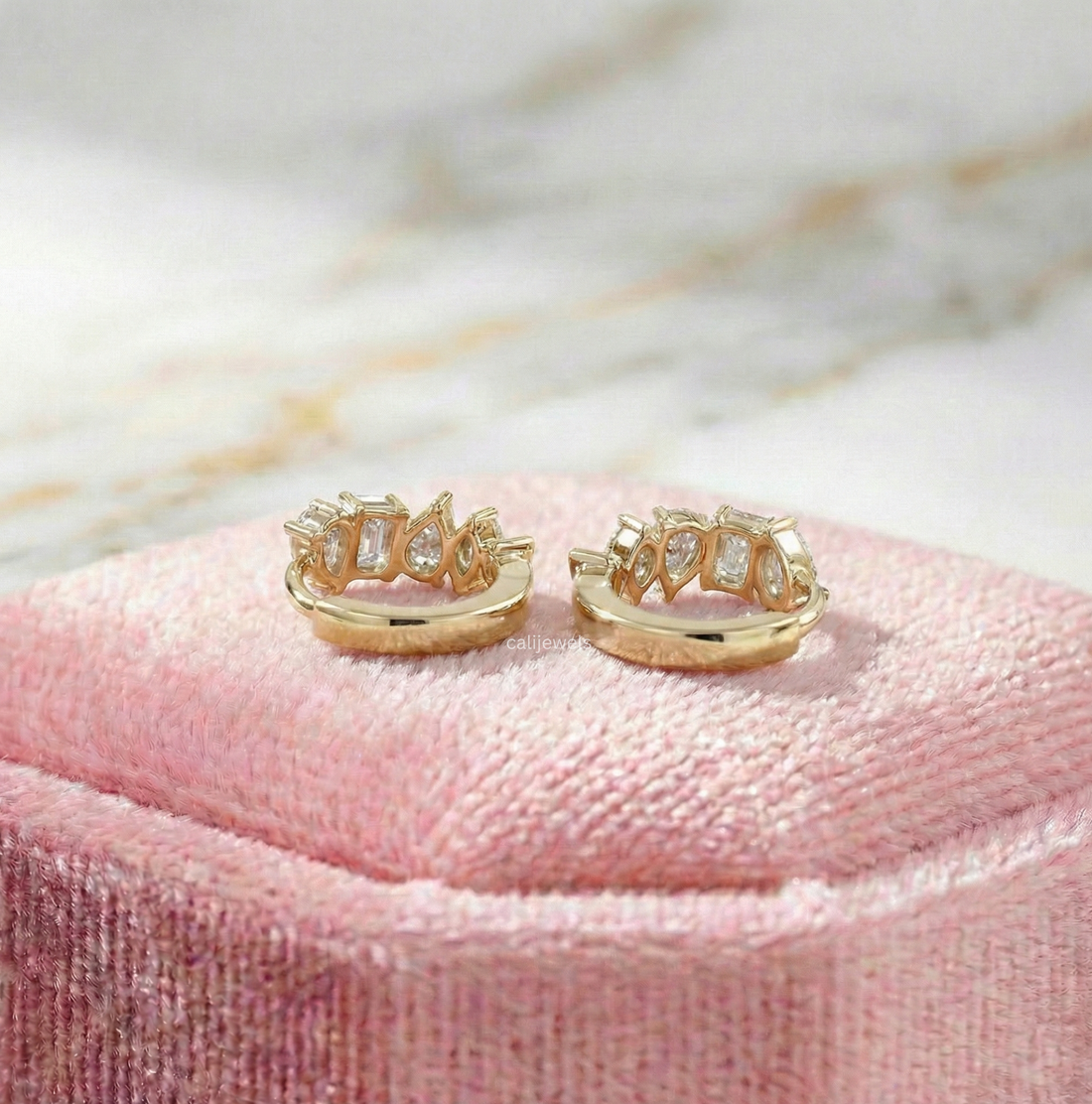 Multi Shape Lab Diamond Huggie Hoop Earrings