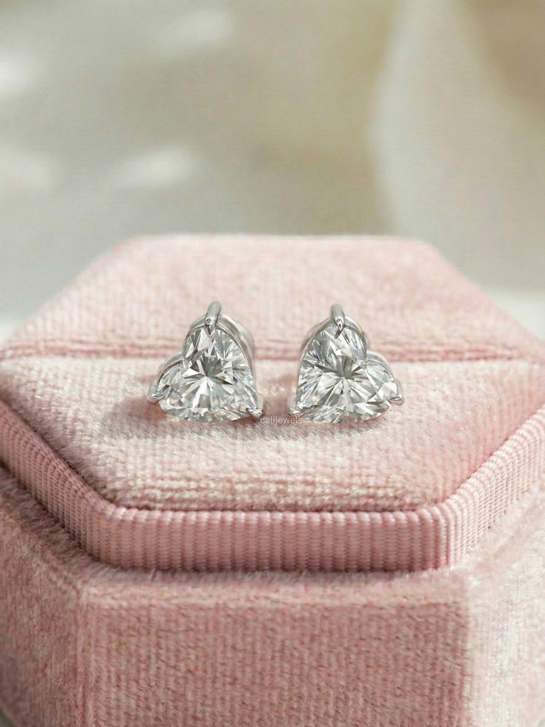 Heart Cut Lab Grown Diamond Stud Earrings