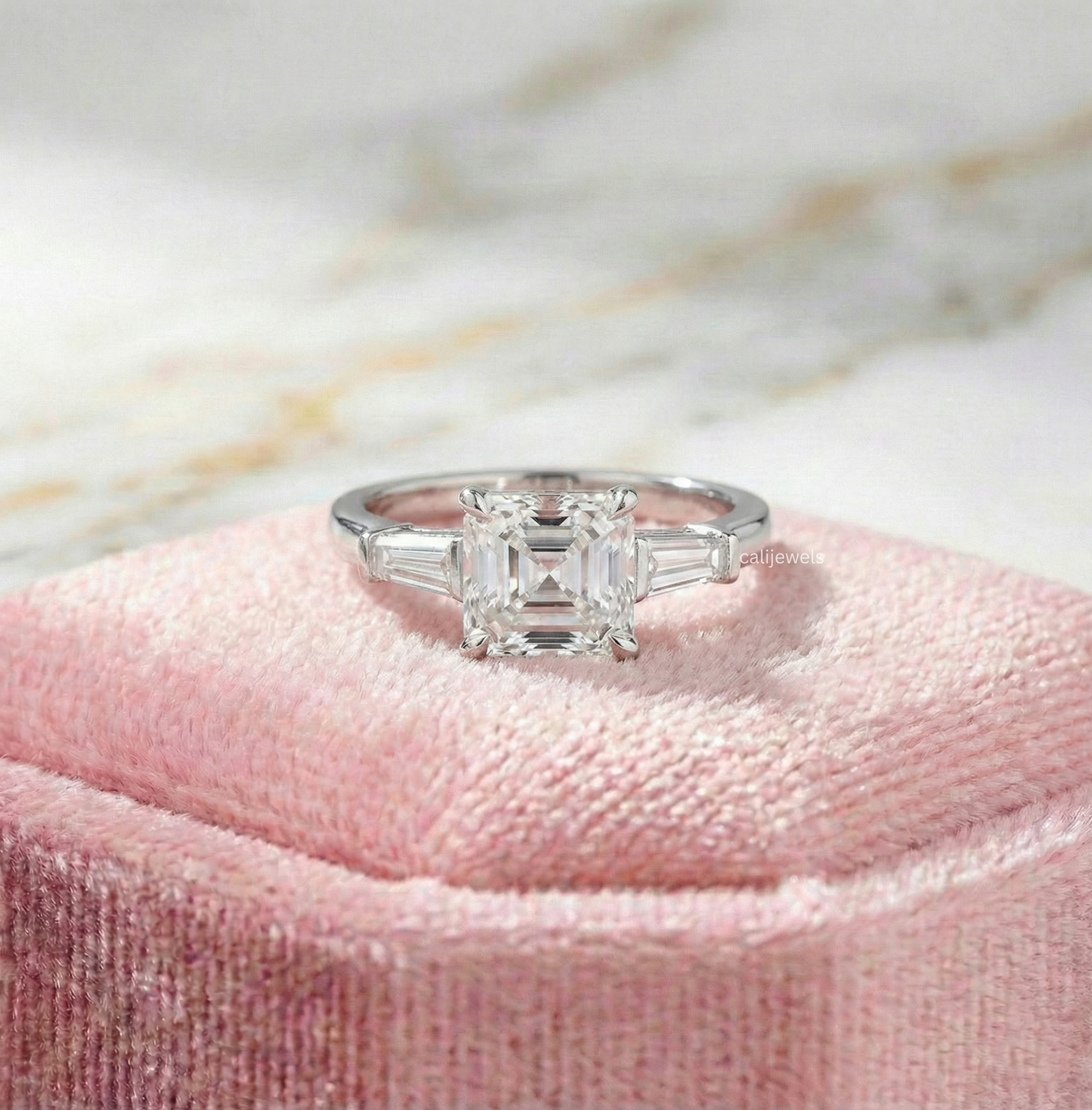 Asscher Cut Lab Grown Diamond Engagement Ring