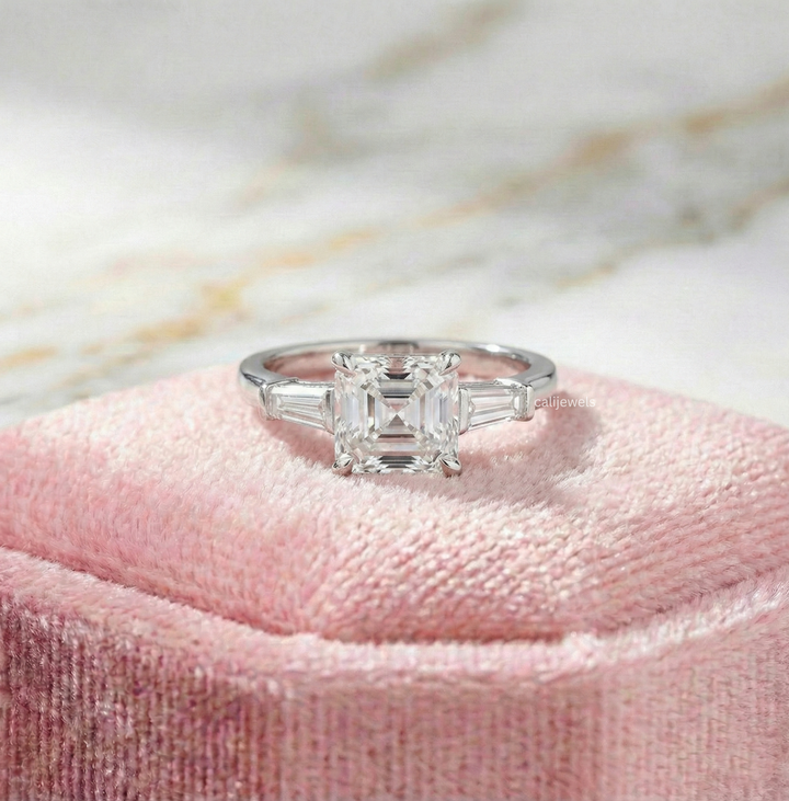 Asscher Cut Lab Grown Diamond Engagement Ring
