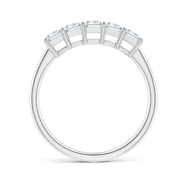 Emerald-Cut Lab-Grown Diamond Prong-Set Five Stone Wedding Ring