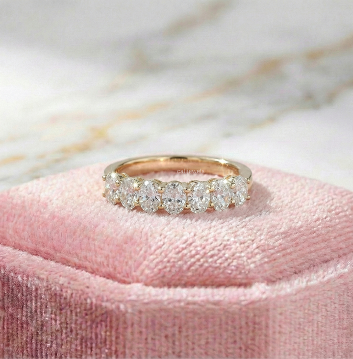 Oval Cut Lab Grown Diamond Half Eternity Band