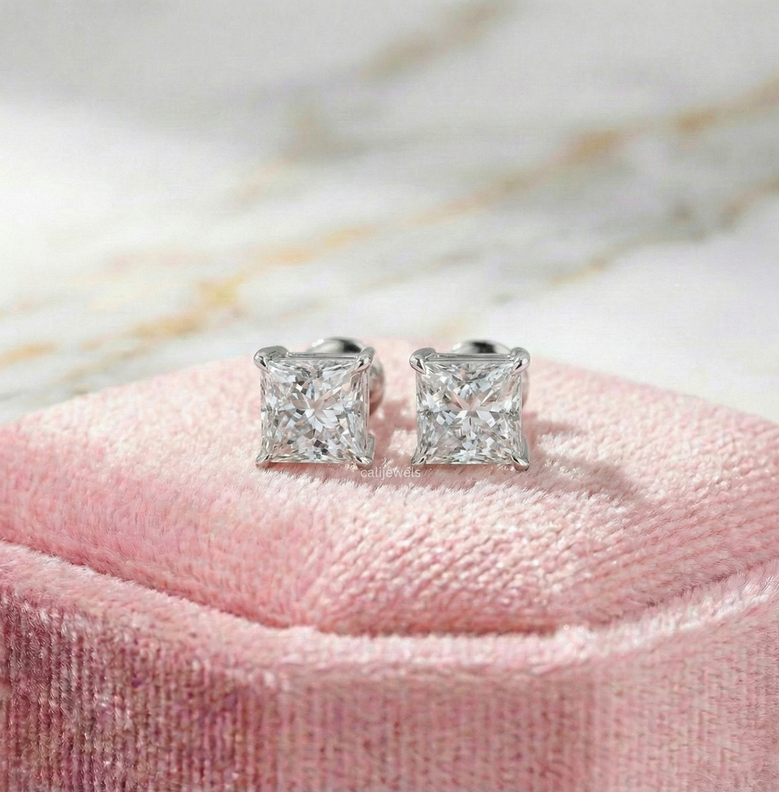 Princess Cut Lab Grown Diamond Stud Earrings