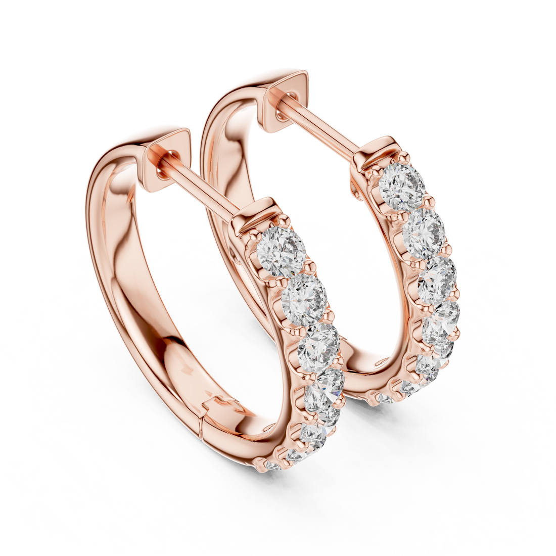 White Gold Diamond Huggie Earrings – Elegant Everyday Sparkle