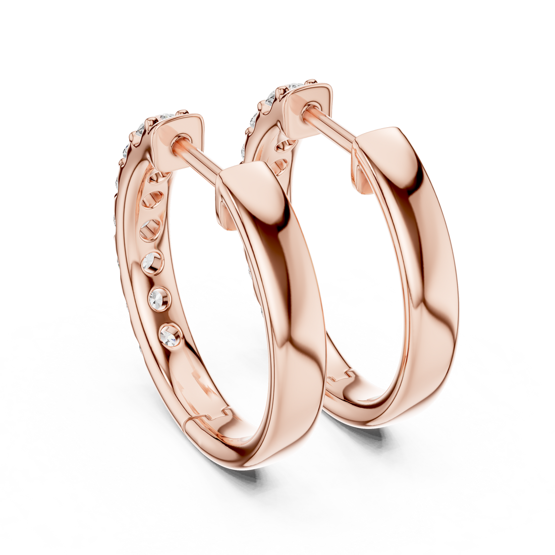 White Gold Diamond Huggie Earrings – Elegant Everyday Sparkle