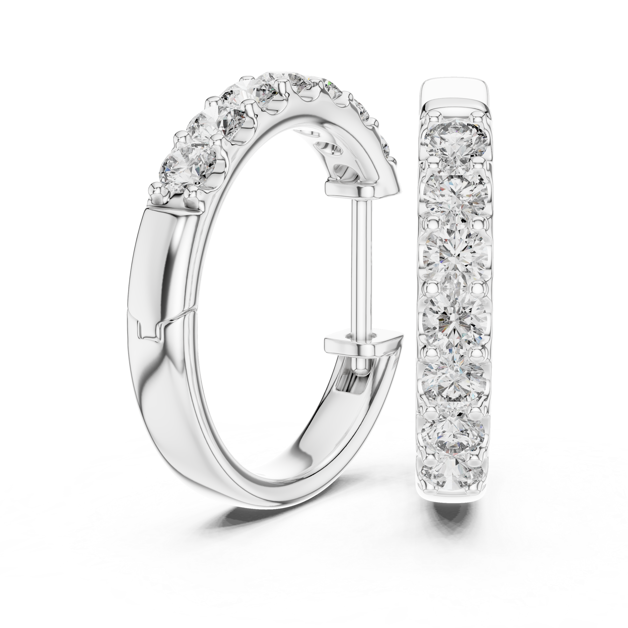 White Gold Diamond Huggie Earrings – Elegant Everyday Sparkle