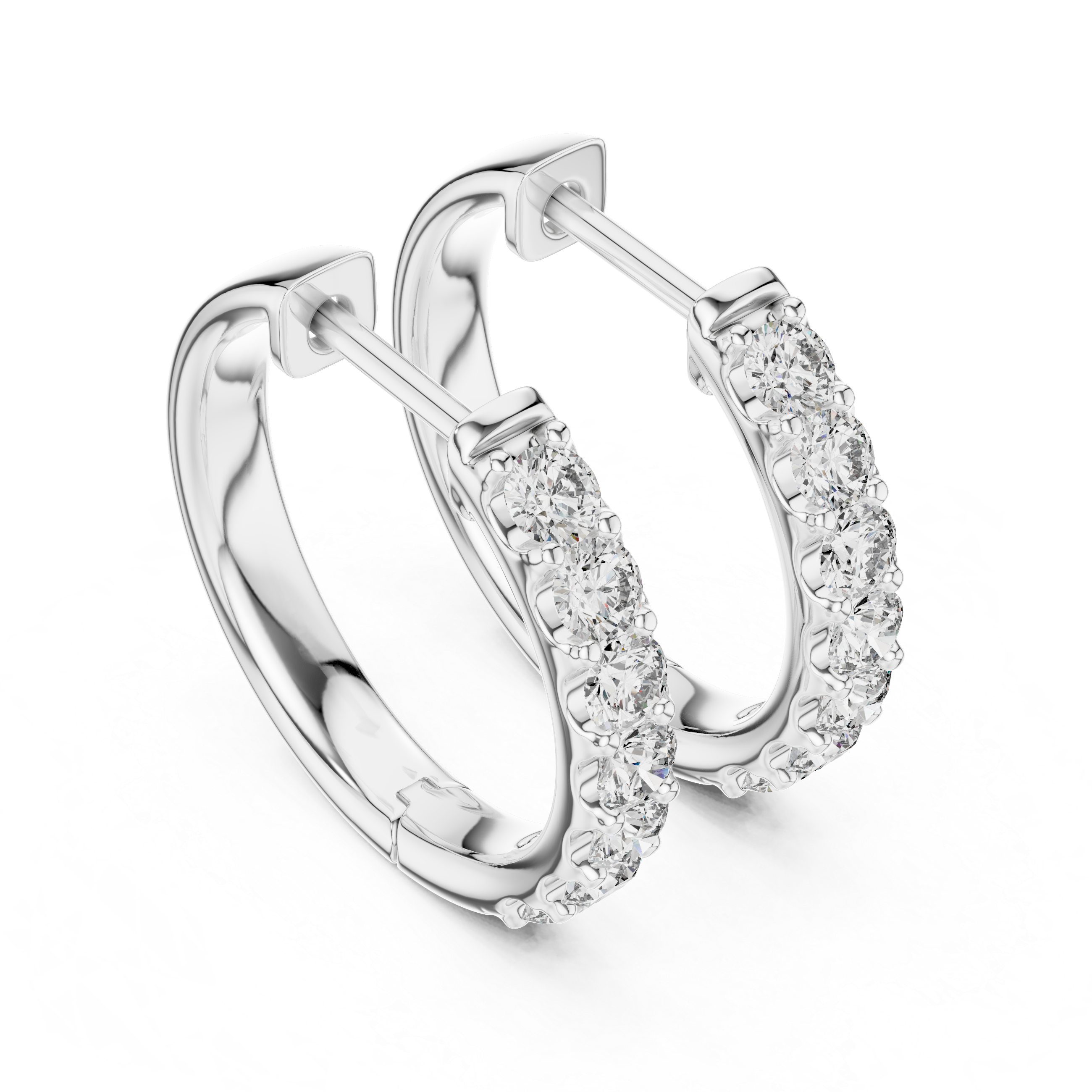 White Gold Diamond Huggie Earrings – Elegant Everyday Sparkle